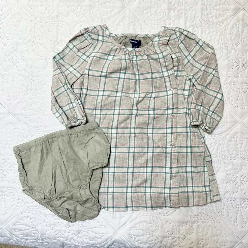 Gap Plaid Long Sleeve Dress Size 12-18m